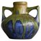 Matt Glasierte Studio Vase in Grün & Blau von Gilbert Méténier, Frankreich, 1940er 1