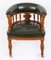 Antique Edwardian Tub Desk Armchair in Green Leather, 1890s, Image 2