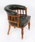 Antique Edwardian Tub Desk Armchair in Green Leather, 1890s, Image 3