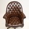 VIntage Victorian Style Leather Swivel Desk Chair, 1950s, Image 8