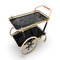 Art Deco Brass and Black Glass Serving Bar Trolley, 1950s 1