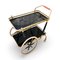 Art Deco Brass and Black Glass Serving Bar Trolley, 1950s, Image 1