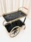 Art Deco Brass and Black Glass Serving Bar Trolley, 1950s, Image 3
