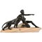 Max Le Verrier, Art Deco Sculpture of Young Man with Panther, 1930s, Metal & Stone 1