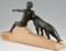 Max Le Verrier, Art Deco Sculpture of Young Man with Panther, 1930s, Metal & Stone, Image 4