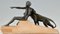 Max Le Verrier, Art Deco Skulptur eines jungen Mannes mit Panther, 1930er, Metall & Stein 5