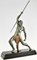 Demetre H. Chiparus, Art Deco Man with Spear, 1934, Metallo su base in marmo nero, Immagine 2