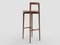 Chaise de Bar Linea 613 Moderne Grise en Cuir Rouge et Bois par Collector Studio 3