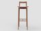 Chaise de Bar Linea 613 Moderne Grise en Cuir Rouge et Bois par Collector Studio 2