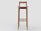 Modern Linea 613 Grey Bar Chair in Red Leather and Wood by Collector Studio 2