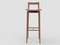 Modern Linea 615 Grey Bar Chair in Red Leather and Wood by Collector Studio 2