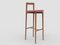 Chaise de Bar Moderne Linea 615 Grise en Cuir Rouge et Bois par Collector Studio 1