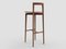 Chaise de Bar Moderne Linea 615 Grise en Cuir Rouge et Bois par Collector Studio 3