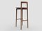 Sedia da bar moderna Linea 625 grigia in pelle rossa e legno di Collector Studio, Immagine 3