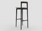 Modern Linea 632 Grey Bar Chair in Green Leather and Black Oak Wood by Collector Studio 3