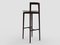 Modern Linea 632 Grey Bar Chair in Green Leather and Dark Oak Wood by Collector Studio 3