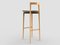 Chaise de Bar Linea 632 Grise en Cuir Vert et Bois de Chêne Moderne par Collector Studio 3