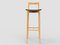 Modern Linea 632 Grey Bar Chair in Green Leather and Oak Wood by Collector Studio 2