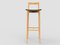 Modern Linea 632 Grey Bar Chair in Green Leather and Oak Wood by Collector Studio, Image 2