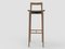 Chaise de Bar Linea 632 Grise en Cuir Vert et Bois de Noyer Moderne par Collector Studio 2