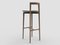 Modern Linea 632 Grey Bar Chair in Green Leather and Walnut Wood by Collector Studio 3