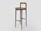 Chaise de Bar Linea 632 Grise en Cuir Vert et Bois de Noyer Moderne par Collector Studio 1