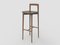 Modern Linea 632 Grey Bar Chair in Green Leather and Walnut Wood by Collector Studio 1