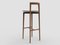 Chaise de Bar Linea 646 Grise en Cuir Marron et Bois Moderne par Collector Studio 3