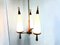 Vintage Teak Chandelier with White Glass Shades, 1960s 2