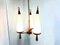 Vintage Teak Chandelier with White Glass Shades, 1960s, Image 2