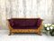 Violettes Art Deco Canape Sofa aus Samt und Walnussholz aus Jacquard 1