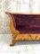 Sofá canapé Art Déco de terciopelo jacquard violeta y madera de nogal, Imagen 5