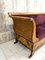 Sofá canapé Art Déco de terciopelo jacquard violeta y madera de nogal, Imagen 9