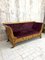 Sofá canapé Art Déco de terciopelo jacquard violeta y madera de nogal, Imagen 7