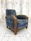Art Deco Blue Velvet Lounge Chair 4