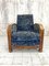 Art Deco Blue Velvet Lounge Chair 1