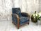 Art Deco Blue Velvet Lounge Chair 3