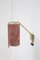 Lámparas de pared italianas vintage de latón y pana rosa, años 50. Juego de 2, Imagen 8