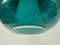 Lámpara colgante italiana de techo de vidrio verde y blanco, años 60, Imagen 5