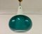 Lámpara colgante italiana de techo de vidrio verde y blanco, años 60, Imagen 3