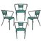 Mid-Century Spanish Industrial Metal Stackable Chairs, Set of 4, Image 1