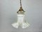 Mid-Century French Frosted Glass Tulip Hanging Lamp, 1950s 1
