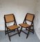 Wood and Rattan Folding Chair, 1970s, Set of 2 1