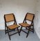 Wood and Rattan Folding Chair, 1970s, Set of 2, Image 1