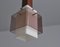 Lámpara colgante italiana de teca oscura con pantallas de vidrio acrílico color leche y ahumado, años 60, Imagen 4