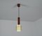 Italian Dark Teak Pendant Lamp with Milk and Yellow Acrylic Glass Shades, 1960s 3