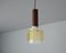 Italian Dark Teak Pendant Lamp with Milk and Yellow Acrylic Glass Shades, 1960s 2