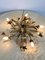 Florentinische Deckenlampe mit 5 Lampen aus vergoldetem Eisen mit Blumen und 80er Blättern, 1980er 5
