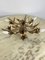 Florentine Ceiling Light with 4 Gilded Iron Lights, Flowers and 80s Leaves, 1980s, Image 4