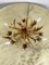 Florentine Ceiling Light with 4 Gilded Iron Lights, Flowers and 80s Leaves, 1980s 7